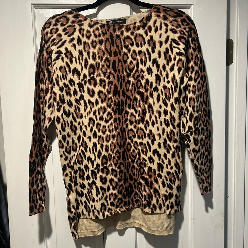 INC International Concepts Leopard Print Tunic - Brown and Cream